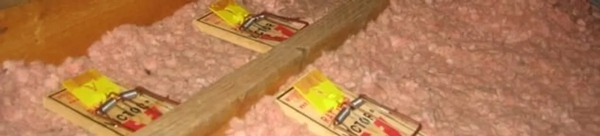 Mouse traps placed in an attic for rodent control in El Paso, TX